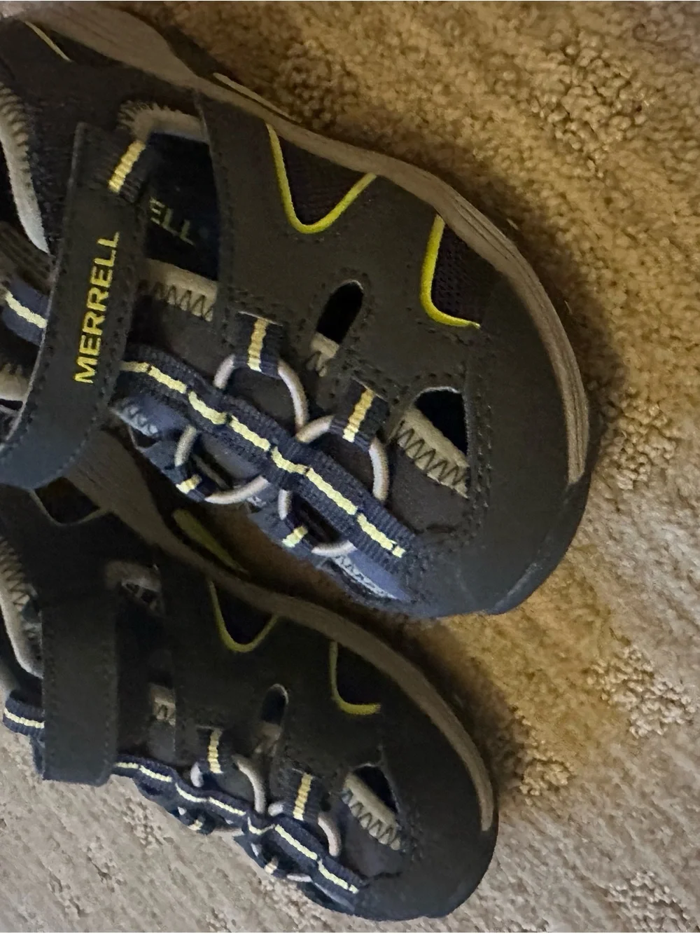 Merrell Kids Navy and Lime Closed-Toe Water Shoes